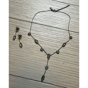 Park Lane Turquoise Aqua Color Rhinestone Earring And Adjustable Length Necklace